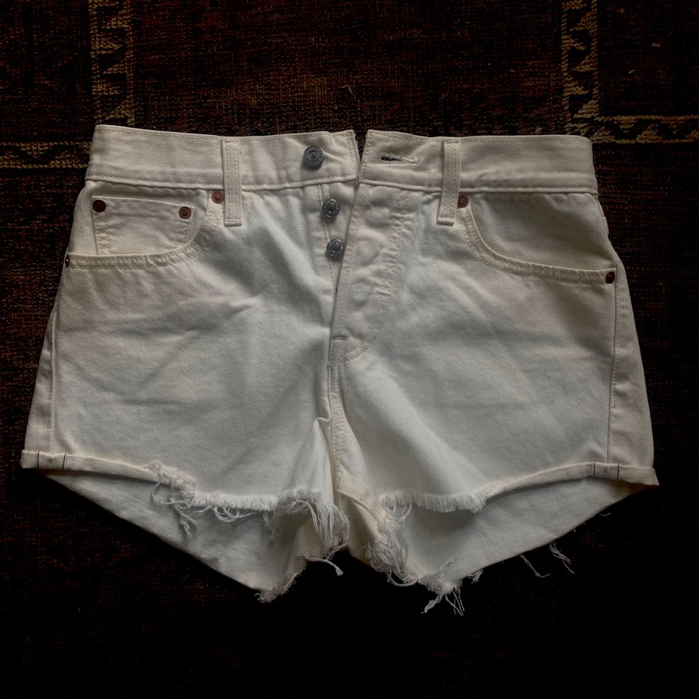 White Levi Shorts